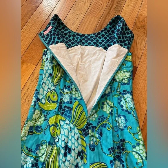 LILLY PULITZER Stephanie Koi Fish Print Sleeveless Sheath Dress Womens Sz 4 READ - Picture 6 of 14